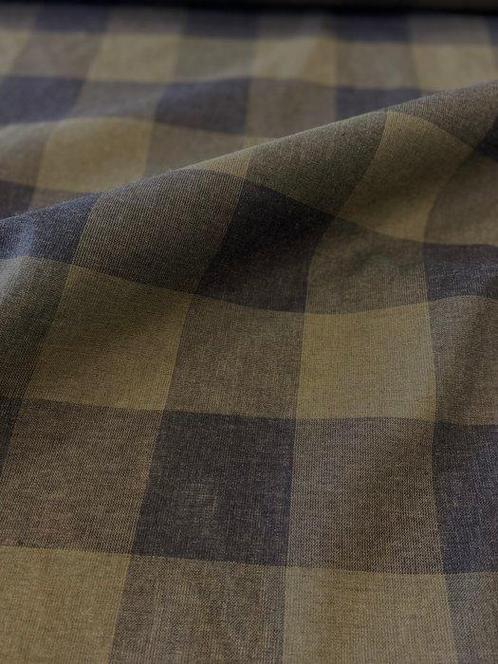 Linnenmix gaasstof in tinten groen en zwart - Textiel - 700, Antiek en Kunst, Antiek | Tapijten, Tafelkleden en Textiel