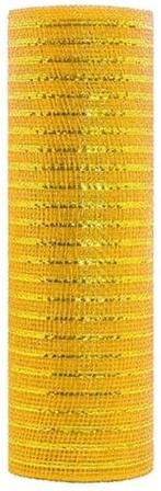 Decomesh metallic goudgeel 26 cm rol 9 meter voor kransen en, Nieuw