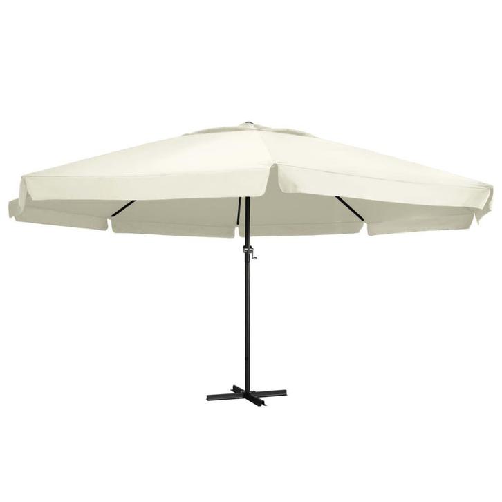 Grote Parasol 600cm Zandwit | Tweede Kansje | OP = OP, Tuin en Terras, Parasols, Meer dan 4 meter, Nieuw, Stokparasol, Verzenden
