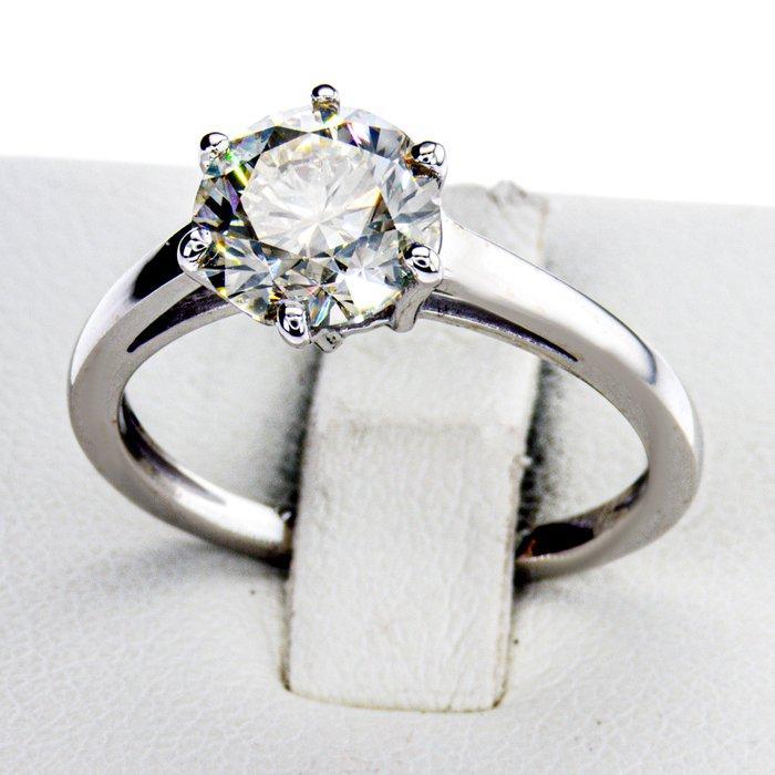 Zonder Minimumprijs - Verlovingsring - 14 karaat Witgoud -, Handtassen en Accessoires, Antieke sieraden