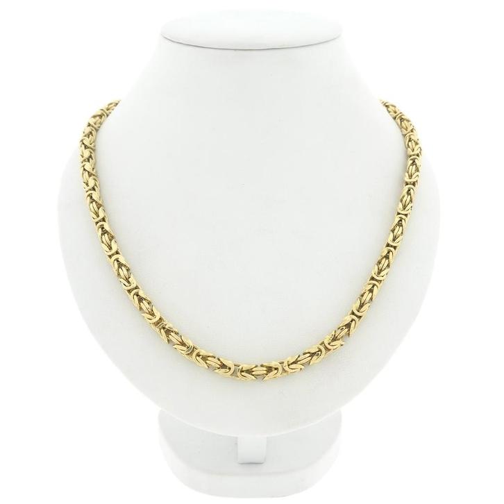 Gouden vierkante koningsschakel ketting; Midas, Handtassen en Accessoires, Kettingen, Overige kleuren, Gebruikt, Goud, Ophalen of Verzenden