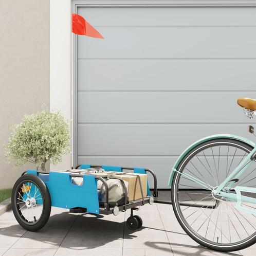 vidaXL Fietstrailer oxford stof en ijzer blauw, Fietsen en Brommers, Fietsaccessoires | Aanhangwagens en Karren, Nieuw, Verzenden