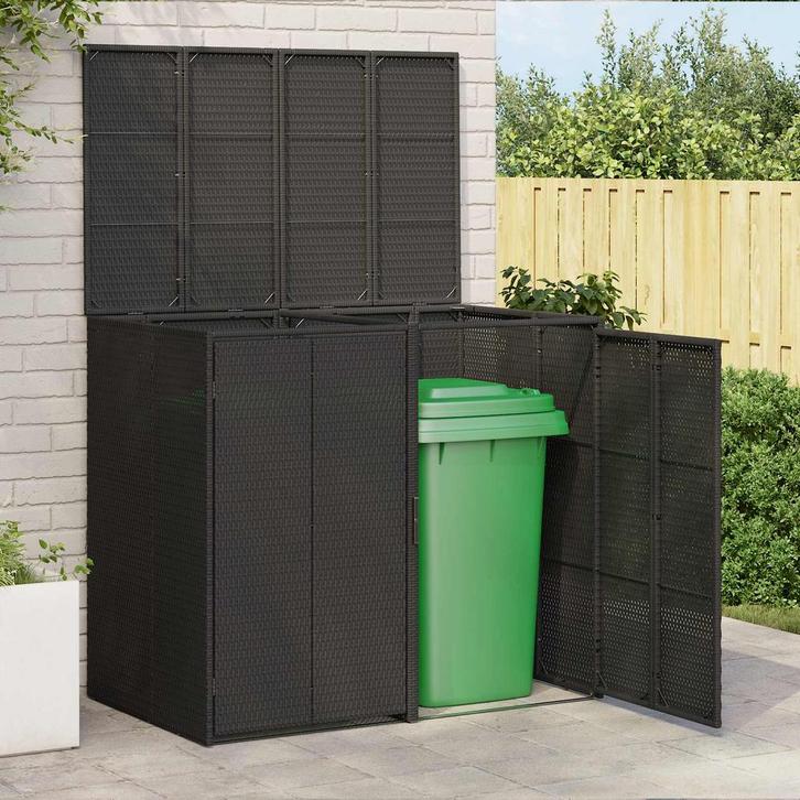 vidaXL Doos Afvalemmer Doos 2 pcs Zwart 65 x 80 x 115 cm, Tuin en Terras, Tuinhuizen, Nieuw, Verzenden