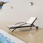 vidaXL Ligbed met kussen en wieltjes poly rattan zwart, Tuin en Terras, Verzenden, Nieuw