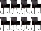 Set van 8 Donkerbruine leren industriële eetkamerstoelen -, Huis en Inrichting, Nieuw, Vijf, Zes of meer stoelen, Modern, Leer