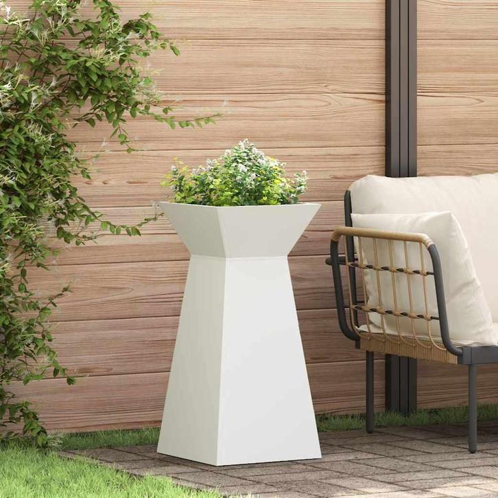 vidaXL Pilarenbak 2 pcs Wit 35 x 35 x 73 cm, Jardin & Terrasse, Pots de fleurs, Envoi