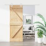 vidaXL Schuifdeur met beslag 80x210 cm massief grenenhout, Doe-het-zelf en Bouw, Deuren en Vliegenramen, Verzenden, Nieuw