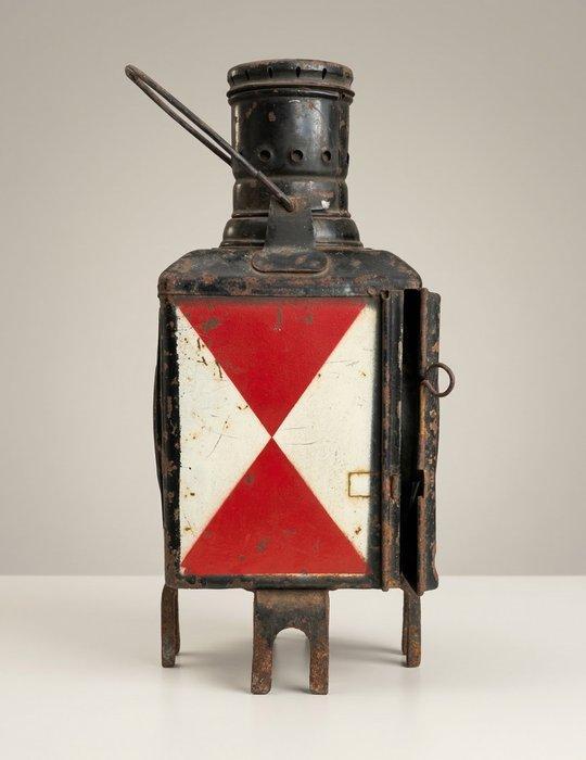 Lantaarn - Metaal, Glas - Spoorweg wissellamp, Antiquités & Art, Curiosités & Brocante