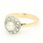 Ring - 18 karaat Geel goud Parel - Diamant, Handtassen en Accessoires, Ringen, Nieuw