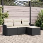 vidaXL Tuinbank Set met kussen 4 pcs Zwart Poly rattan, Tuin en Terras, Verzenden, Nieuw