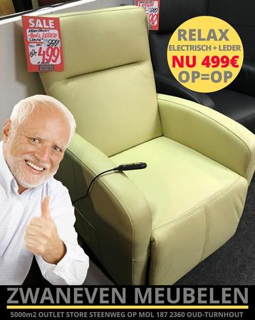 TOPAANBIEDING relaxfauteuil NIEUW echt leder met opstaphulp beschikbaar voor biedingen