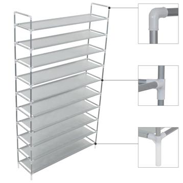 vidaXL Schoenenrek met 10 schappen metaal en nonwoven stof disponible aux enchères