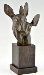 Georges H. Laurent. - Sculpture, Art Deco buste twee herten