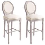 vidaXL Tabourets de bar lot de 2 blanc lin, Maison & Meubles, Tabourets de bar, Verzenden, Neuf