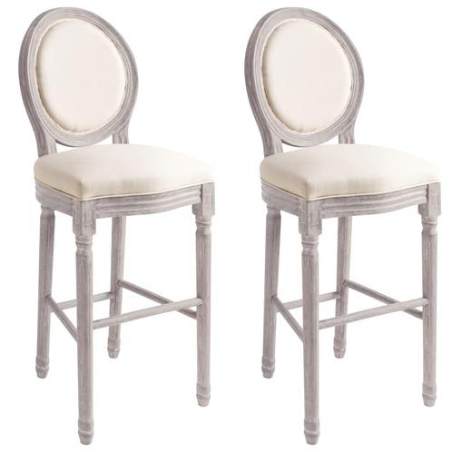 vidaXL Tabourets de bar lot de 2 blanc lin, Maison & Meubles, Tabourets de bar, Neuf, Envoi