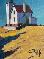 Claudio Rolfi (1960) - La casa sul mare - The house by the, Antiquités & Art, Art | Peinture | Moderne