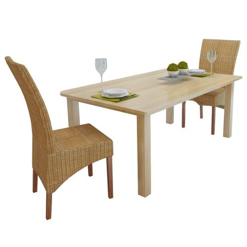 vidaXL Eetkamerstoelen 2 st natuurlijk rattan bruin, Huis en Inrichting, Stoelen, Nieuw, Verzenden