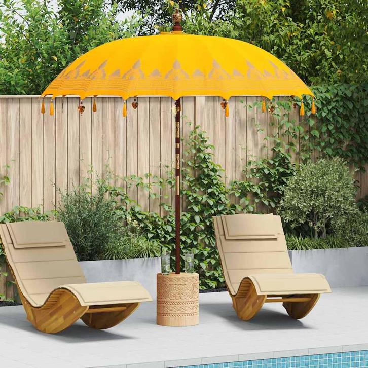 vidaXL Balinese Parasol Geel 215 x 215 x 260 cm Katoen, Tuin en Terras, Parasols, Nieuw, Verzenden
