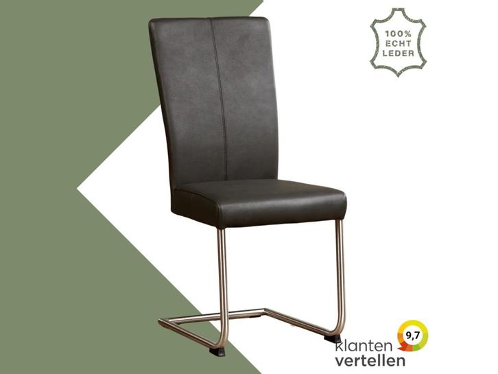 Leren eetkamerstoel Dry - Toledo Antracite (donkergrijs) -, Huis en Inrichting, Stoelen, Grijs, Eén, Nieuw, Leer, Ophalen of Verzenden