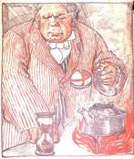 John Bull en politieke kwestie op spotprent (lijst optie), Antiek en Kunst, Verzenden