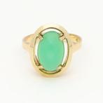 Ring - 18 karaat Geel goud - Chrysopraas, Handtassen en Accessoires, Ringen, Nieuw