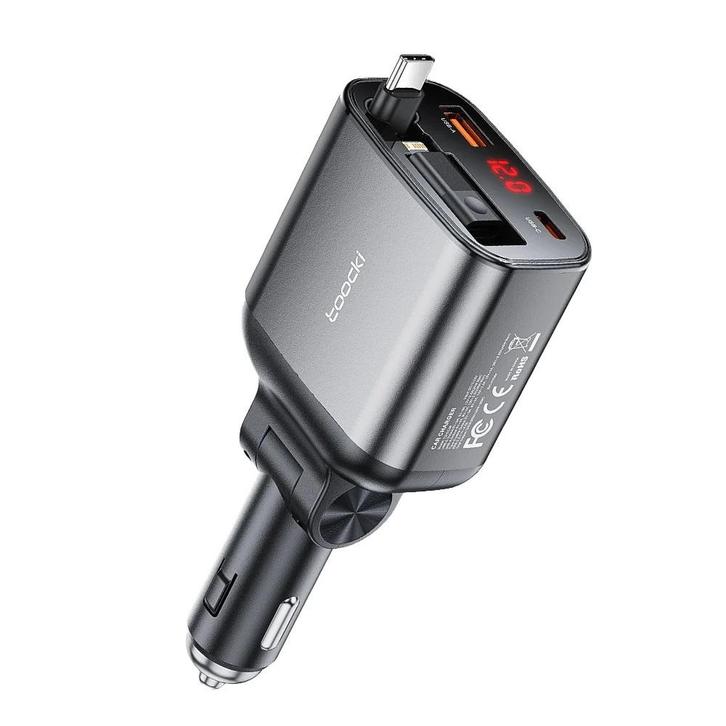 DrPhone BC30 – 105W 4-in-1 Snellader Auto – USB-C + USB-A –, Télécoms, Chargeurs de voiture, Envoi