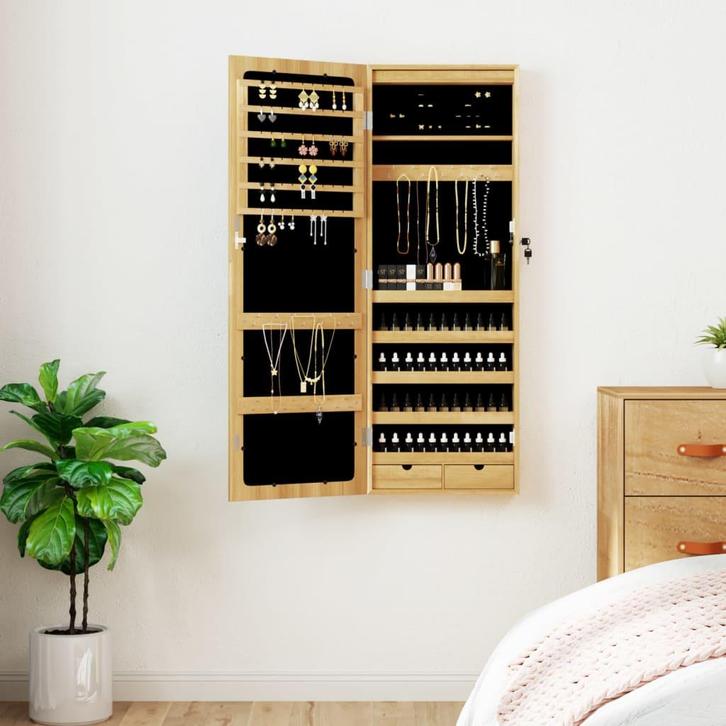 vidaXL Sieradenkast met spiegel en LED wandgemonteerd, Huis en Inrichting, Woonaccessoires | Spiegels, Nieuw, Verzenden