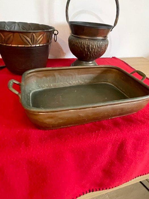 Pot (5) - Koper, Messing - Lotto antiek koper, Antiek en Kunst, Curiosa en Brocante