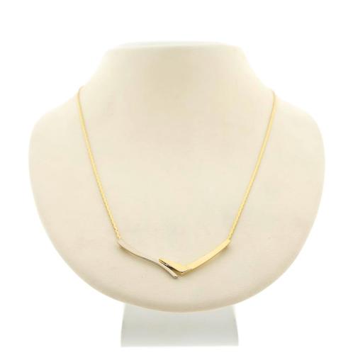 Gouden cobra schakel collier met vaste hanger | 45 cm, Handtassen en Accessoires, Kettingen, Overige kleuren, Gebruikt, Goud, Ophalen of Verzenden