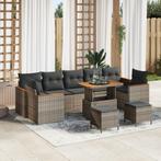 vidaXL 10-delige tuinsofa set met kussens - grijs poly, Verzenden, Nieuw