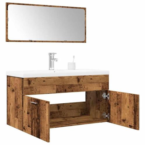 vidaXL 3-delige Badkamermeubelset bewerkt hout oud, Huis en Inrichting, Badkamer | Badkamermeubels, Nieuw, Verzenden