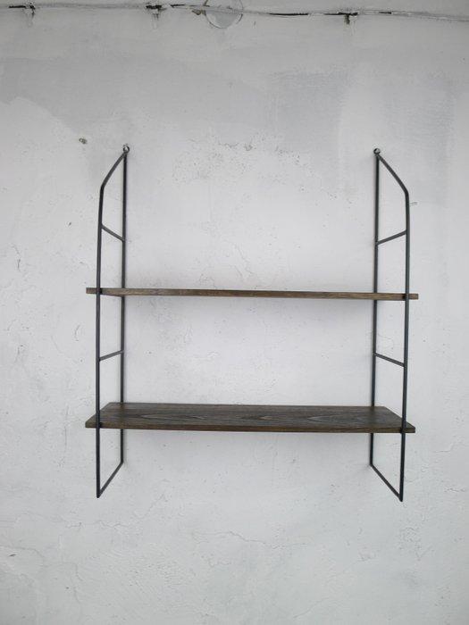 Wandrek - Hout, Staal - Rek mid-century jaren 60., Antiek en Kunst, Antiek | Wandborden en Tegels