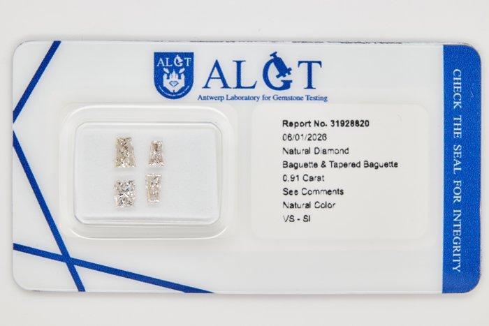 Zonder minimumprijs - 4 pcs Diamant (Natuurlijk) - 0.91 ct -, Handtassen en Accessoires, Edelstenen