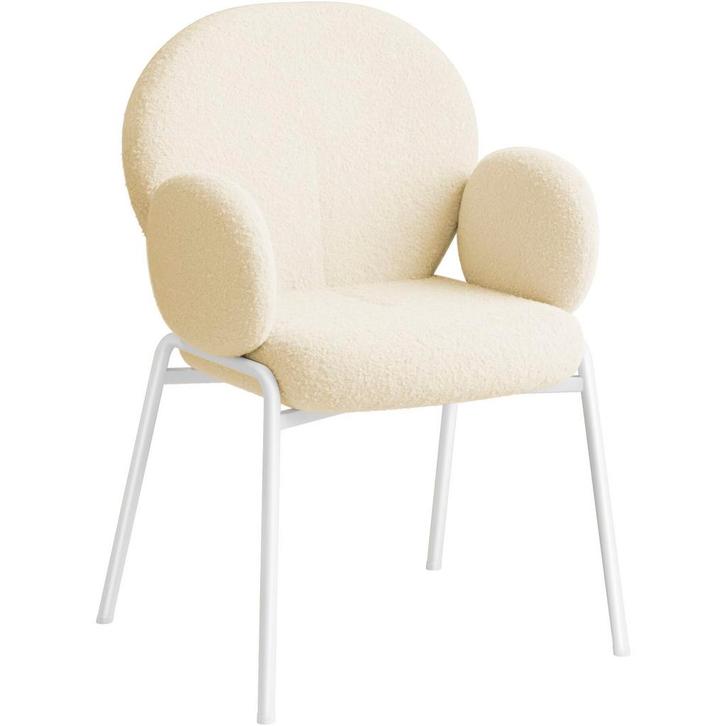 tectake Stoel Scandi gestoffeerd, bouclé stof - crème, per s, Huis en Inrichting, Stoelen, Verzenden