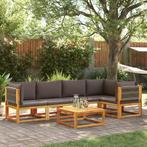 vidaXL 6-delige Loungeset met kussens massief acaciahout, Tuin en Terras, Verzenden, Nieuw