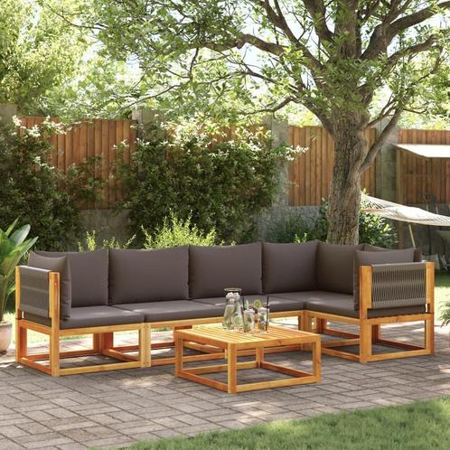 vidaXL 6-delige Loungeset met kussens massief acaciahout, Tuin en Terras, Tuinsets en Loungesets, Nieuw, Verzenden