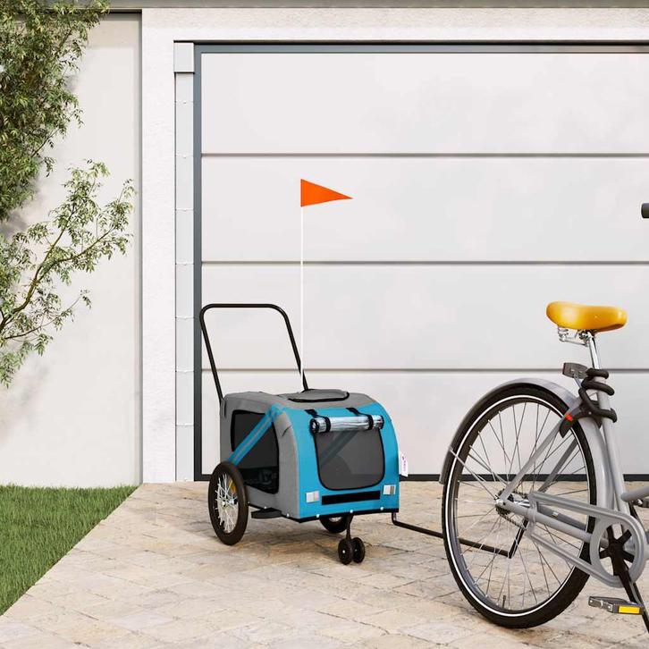 vidaXL Fietskar voor huisdieren, blauw en grijs Oxford-stof, Dieren en Toebehoren, Overige Dieren-accessoires, Nieuw, Verzenden