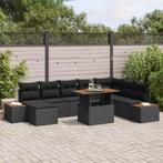 vidaXL Tuin Eettafel Set met kussen 9 pcs Zwart en Bruin, Tuin en Terras, Verzenden, Nieuw
