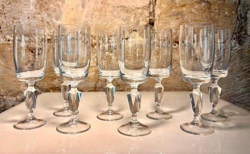 Verre à champagne (8) - Diamond Stem cut - Cristal, Verzamelen, Wijnen