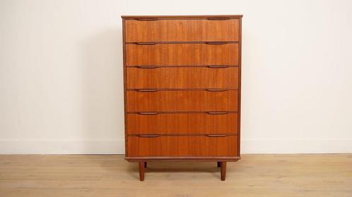 Vintage ladekast | Teak | 6 lades | 121 cm, Huis en Inrichting, Kasten | Ladekasten, Ophalen of Verzenden