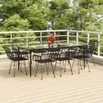vidaXL 9-delige Tuinset poly rattan zwart, Verzenden, Nieuw, Tuinset