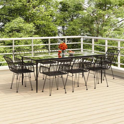 vidaXL 9-delige Tuinset poly rattan zwart, Tuin en Terras, Tuinsets en Loungesets, Tuinset, Nieuw, Verzenden