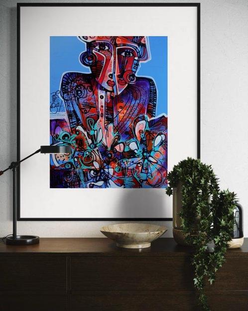 Simeon Gonzales - Tu y Yo con Flores - NO Reserve, Antiek en Kunst, Kunst | Schilderijen | Modern