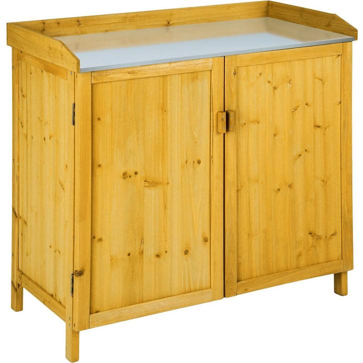 tectake Planten tafel Vita met onderkast - bruin, Tuin en Terras, Overige Tuin en Terras, Verzenden