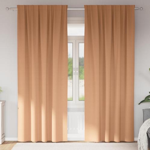 vidaXL Gordijnen met gordijnen 2 pcs Lichtbruin 260 x 140 cm, Huis en Inrichting, Stoffering | Gordijnen en Lamellen, Nieuw, Verzenden