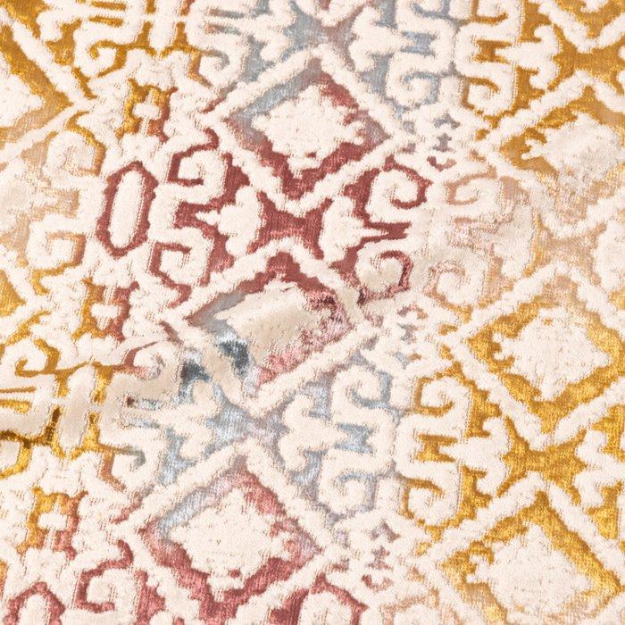 BA085 - Zeldzaam veelkleurig geometrisch fluweel –, Antiek en Kunst, Antiek | Tapijten, Tafelkleden en Textiel