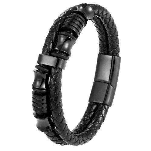 Fako Bijoux® - Armband Heren - Black Mystery - Mannen - RVS, Handtassen en Accessoires, Armbanden, Verzenden