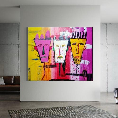 Timo Wedell (1994) - Three Faces Abstract - XXL, Antiek en Kunst, Kunst | Schilderijen | Modern