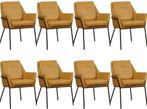 Set van 8 Cognac leren industriële design eetkamerstoelen -, Nieuw, Vijf, Zes of meer stoelen, Industrieel, Leer
