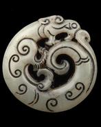 Amulette porte bonheur - Dragon impérial - Serpentine -, Antiquités & Art